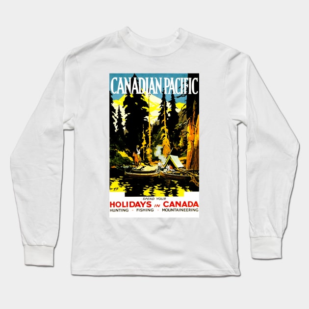 Vintage Travel - Outdoorsman Canadian Pacific Long Sleeve T-Shirt by Culturio